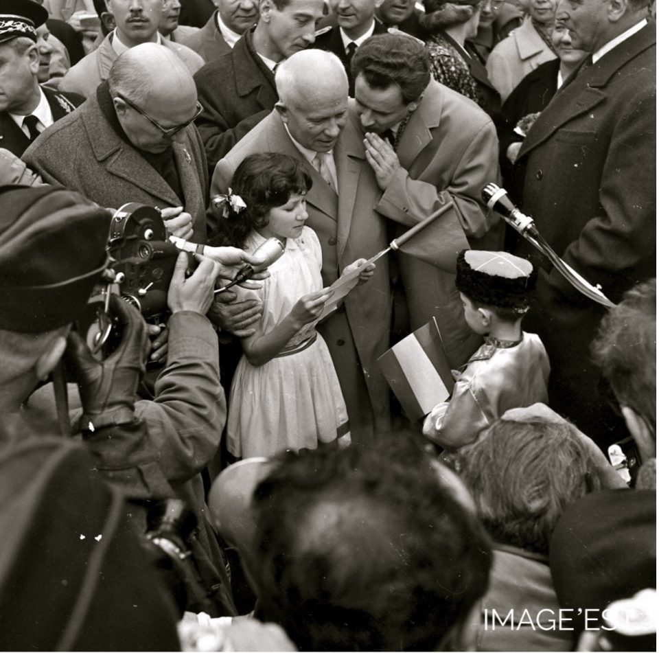 Mars 1960, Visite de Khrouchtchev à Verdun, photographie de Claude Bardot, noir et blanc. 