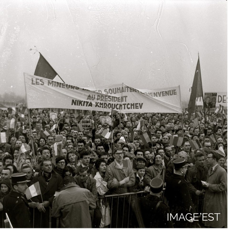 Mars 1960, Khrouchtchev accueilli à Verdun, Claude Bardot, noir et blanc